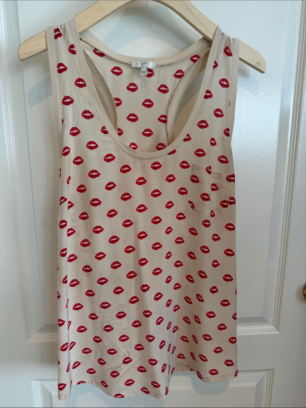 Joie Tank Top with Red Lip Print